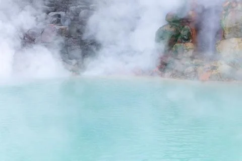 A turquoise blue hot spring source Stock Photos
