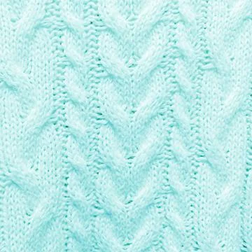Turquoise blue knitted textured pattern. Square background. Stock Photos