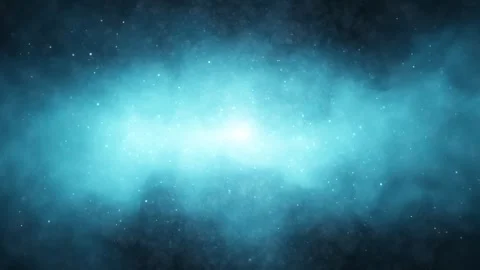 Turquoise blue mist cloudy volumetric light with flicker particles loop back Stock Footage 341153821