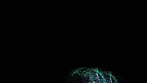 Turquoise blue particles fly slowly on a black background. Abstract animated bac Video stock 121858538