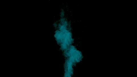 Turquoise blue powder explosion with acceleration in vertical motion Stock Footage 122452133
