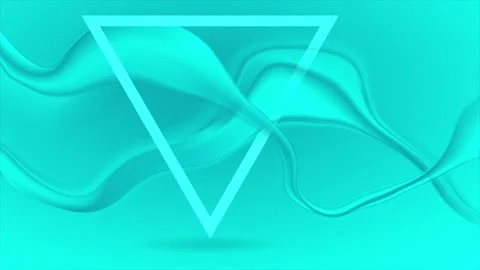 Turquoise blue triangle frame motion background with flowing waves Stockbeeldmateriaal 345705567