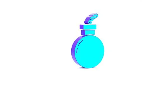 Turquoise Bomb ready to explode icon isolated on white background. Happy Hall 库存插图