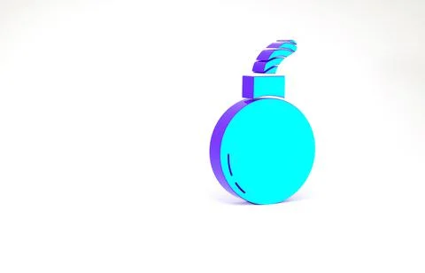 Turquoise Bomb ready to explode icon isolated on white background. Minimalism Stock Illustration