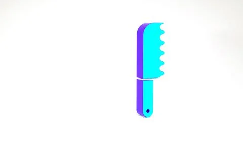 Turquoise Bread knife icon isolated on white background. Cutlery symbol. Mini Illustrazione stock