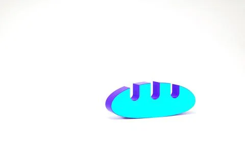 Turquoise Bread loaf icon isolated on white background. Minimalism concept. 3 Illustrazione stock