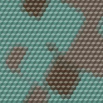 Turquoise- brown  isometric cube pattern wallpaper 스톡 일러스트