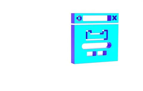 Turquoise Browser window icon isolated on white background. Minimalism concep Stock Illustration