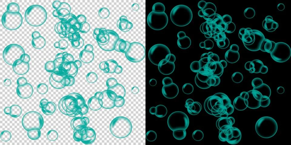 Turquoise bubble clusters pattern isolated on transparent background Stock Illustration