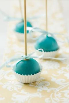 Turquoise cake pops Stock Photos
