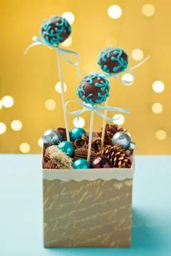Turquoise cake pops Stock Photos
