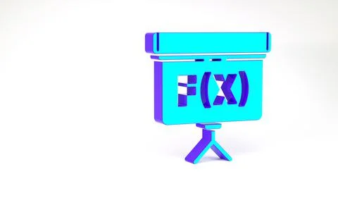 Turquoise Chalkboard with function mathematical icon isolated on white backgr Illustrazione stock