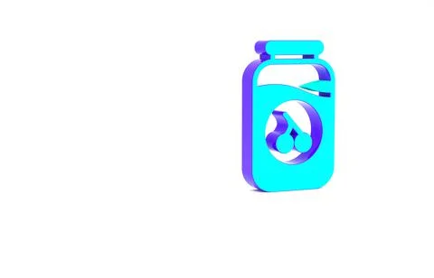 Turquoise Cherry jam jar icon isolated on white background. Minimalism concep Stock Illustration