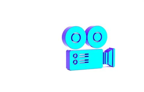 Turquoise Cinema camera icon isolated on white background. Video camera. Movi Stock Illustration