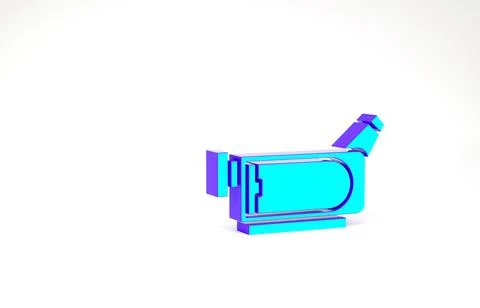 Turquoise Cinema camera icon isolated on white background. Video camera. Movi Stock Illustration
