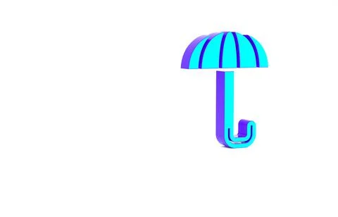 Turquoise Classic elegant opened umbrella icon isolated on white background.  Stock Illustration