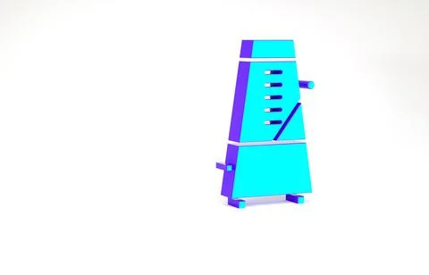 Turquoise Classic Metronome with pendulum in motion icon isolated on white ba Stock Illustration