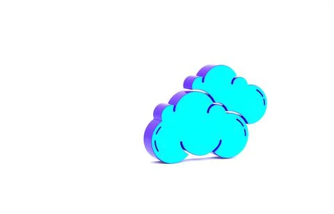 Turquoise Cloud icon isolated on white background. Minimalism concept. 3d ill Illustrazione stock