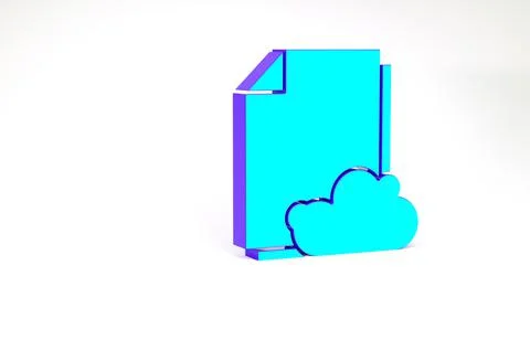 Turquoise Cloud storage text document icon isolated on white background. Mini Stock Illustration