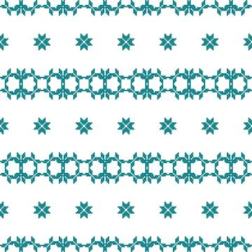Turquoise color Seamless pattern of round pixel mosaic Illustrazione stock