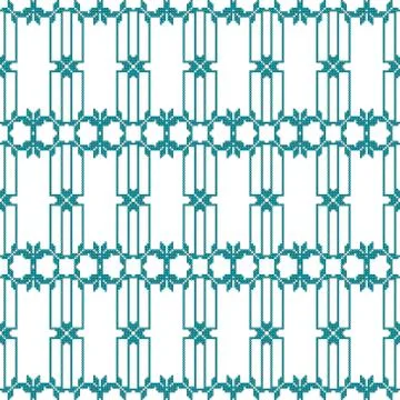 Turquoise color Seamless pattern of round pixel mosaic Stock Illustration