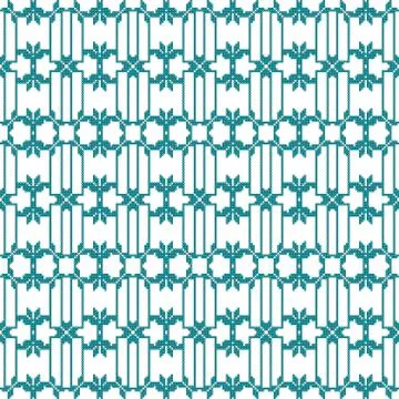 Turquoise color Seamless pattern of round pixel mosaic Illustrazione stock