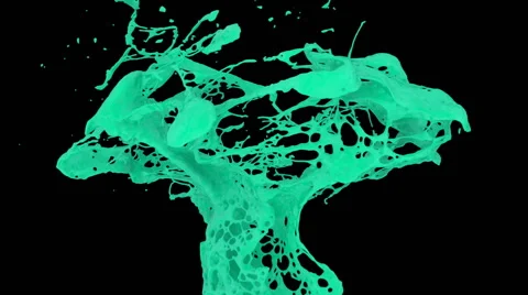 Turquoise color splashes in slow motion, alpha channel included (FULL HD) Video stock 48938494