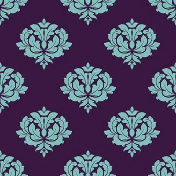 Turquoise colored floral seamless pattern Stock Illustration