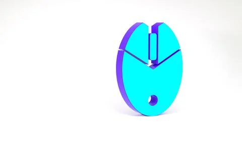 Turquoise Computer mouse gaming icon isolated on white background. Optical wi Stock Illustration