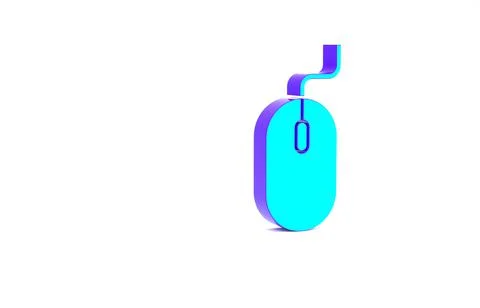 Turquoise Computer mouse icon isolated on white background. Optical with whee Stock Illustration