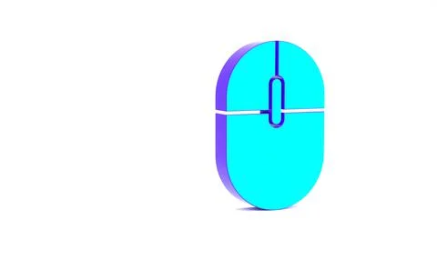 Turquoise Computer mouse icon isolated on white background. Optical with whee Stock Illustration