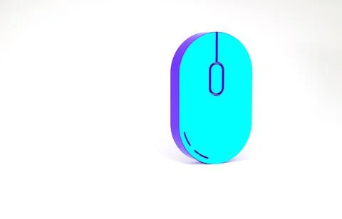 Turquoise Computer mouse icon isolated on white background. Optical with whee Stock Illustration