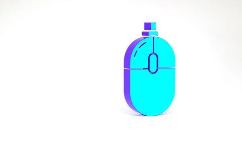 Turquoise Computer mouse icon isolated on white background. Optical with whee Stock Illustration