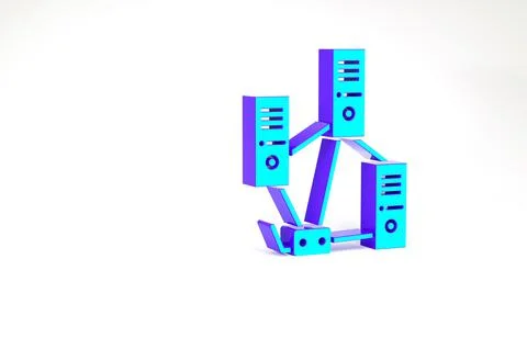 Turquoise Computer network icon isolated on white background. Laptop network. Stock Illustration