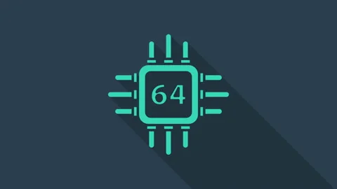 Turquoise Computer processor with microcircuits CPU icon isolated on blue Stock Footage 146103619