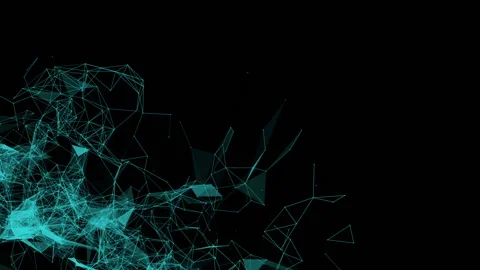 Turquoise connected particles slowly moving against a black background. animated Stock Footage 95994028
