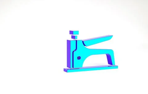 Turquoise Construction stapler icon isolated on white background. Working too Stock Illustration