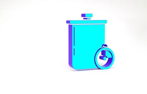Turquoise Cooking pot and kitchen timer icon isolated on white background. Bo Illustrazione stock