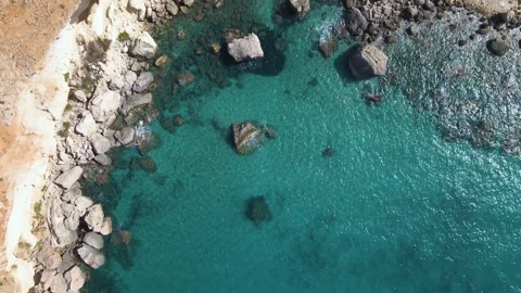 Turquoise Cove Top Down with Rocks 스톡 동영상 330924733