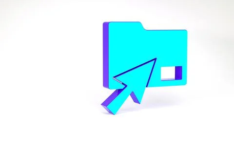 Turquoise Cursor click document folder icon isolated on white background. Acc 스톡 일러스트