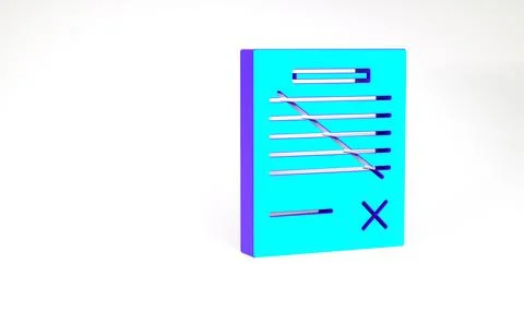 Turquoise Delete file document icon isolated on white background. Rejected do イラスト素材