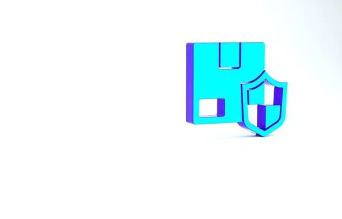 Turquoise Delivery security with shield icon isolated on white background. De Stock Illustration