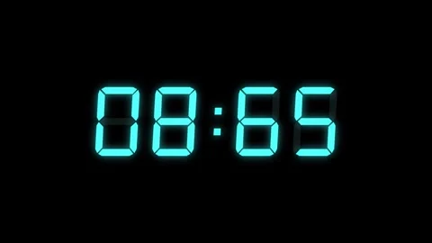 Turquoise Digital Countdown Timer Starting at 15:00 (15 seconds) on Black bg Stock Footage 276291606