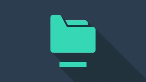 Turquoise Document folder icon isolated on blue background. Accounting binder Stock Footage 159290511
