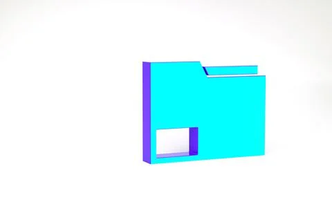 Turquoise Document folder icon isolated on white background. Accounting binde Stockillustratie