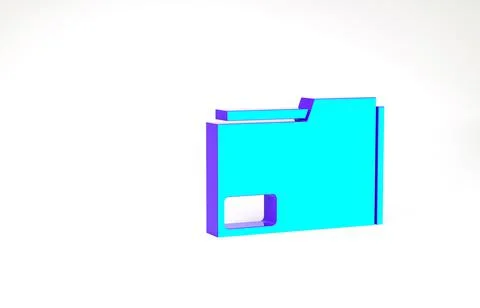 Turquoise Document folder icon isolated on white background. Accounting binde Illustrazione stock