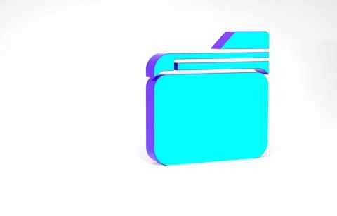 Turquoise Document folder icon isolated on white background. Accounting binde Stock-Illustration