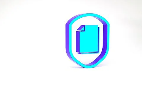 Turquoise Document protection concept icon isolated on white background. Conf Stockillustratie