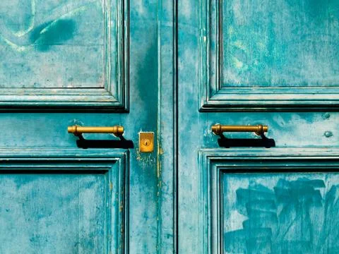Turquoise  door 스톡 사진