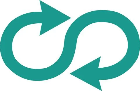 Turquoise double sided loop arrow icon symbol Illustrazione stock